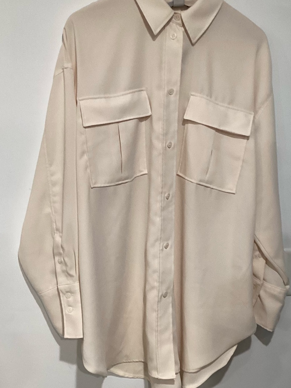 H&M Cream Button-Down Utility Shirt